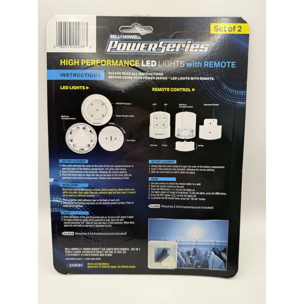 Bell Howell Power Series High Performance LED Lights with Remote New Set Of 2 - Picture 3 of 6
